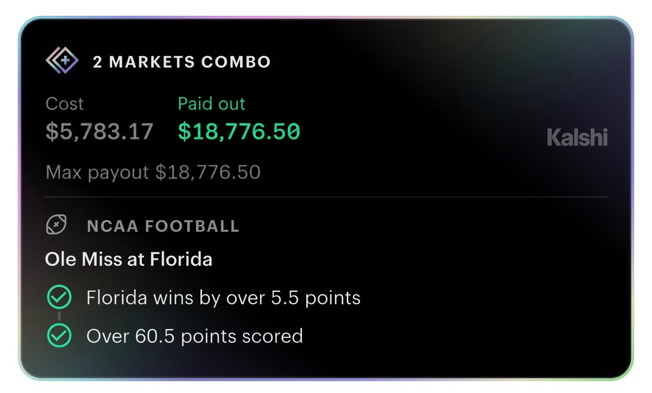 Two-market parlay showing an $18,776.50 payout